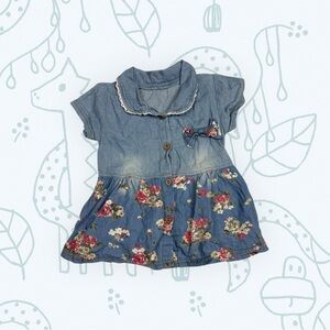 Girls floral chambray top